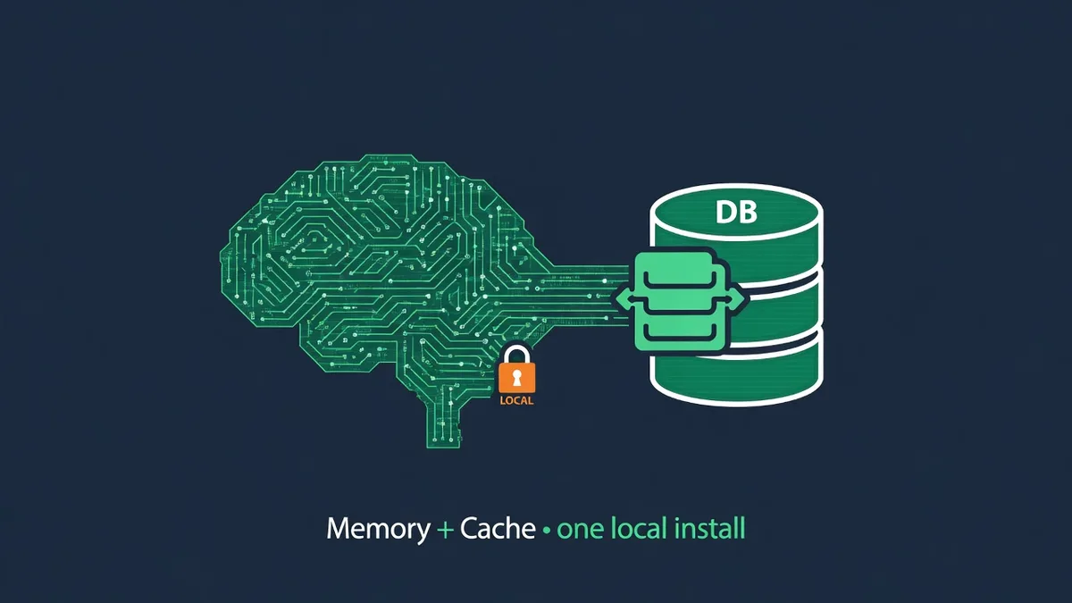 Memory and cache merged into one local install, behind a padlock — your keys, your disk