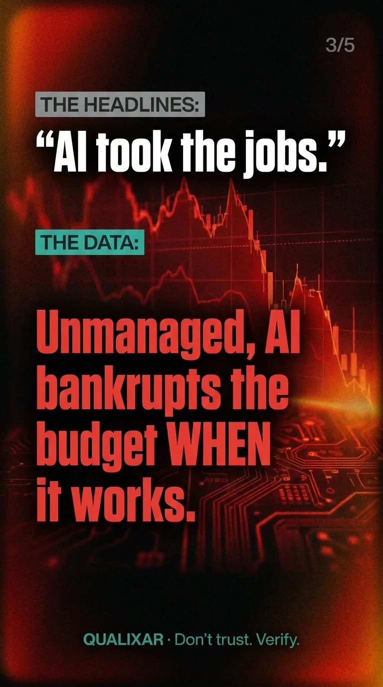 A set of data slides showing AI adoption headlines and the gap between expectations and measured outcomes